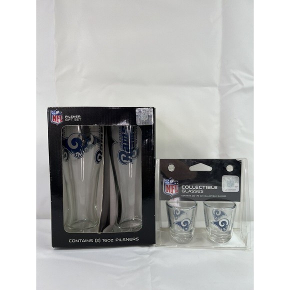 NFL Los Angeles Rams Contains‎ Pilsners & Shot Glass Collectible Gift Set NIB - Picture 1 of 4